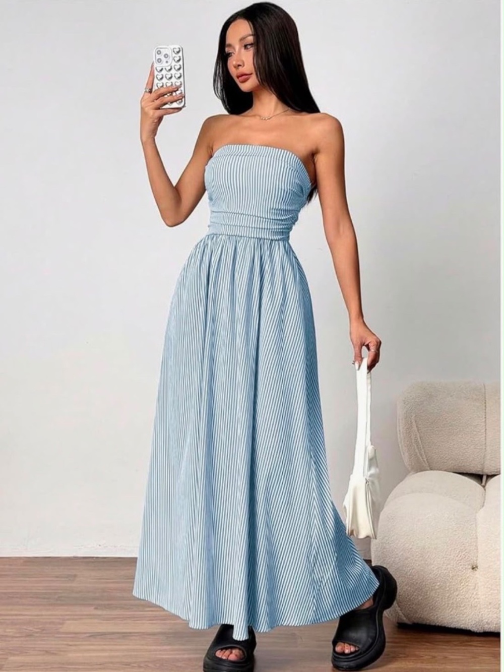 Milumia Striped Strapless Maxi Dress